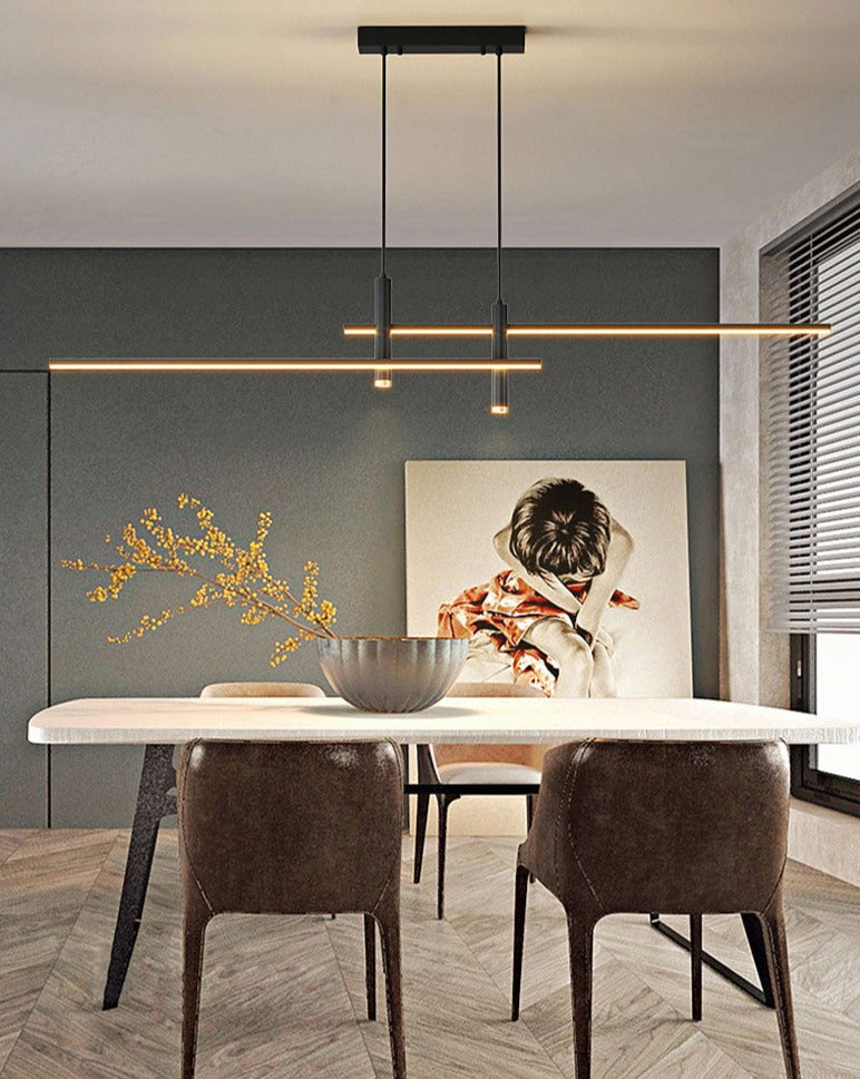 Dimmable LED Linear Pendant Light – Black Pendant Light for Dining Room