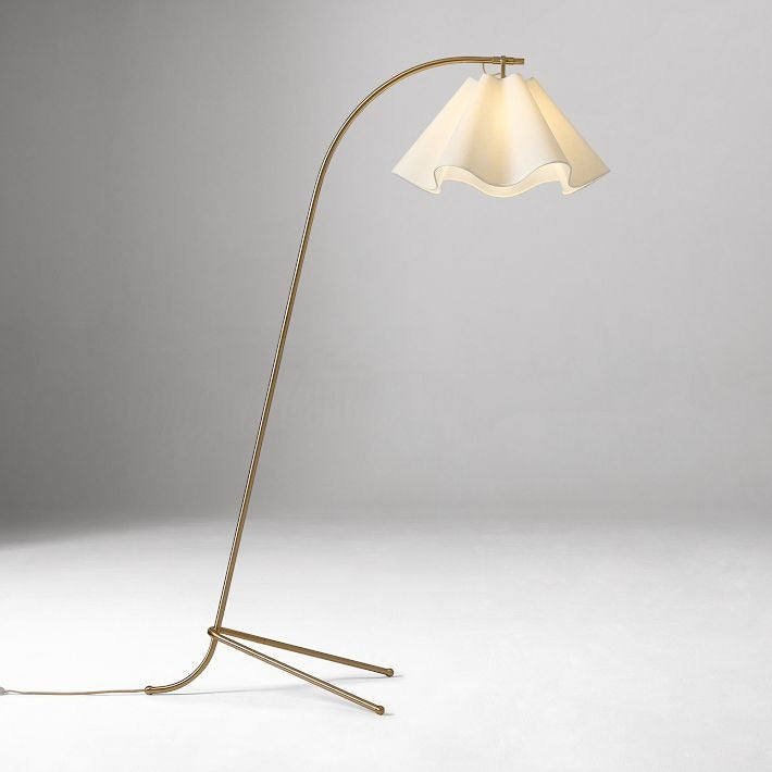 Oslan Arched Base Floor Lamp - Scalloped Shade Modern Lamp for Bedroom
