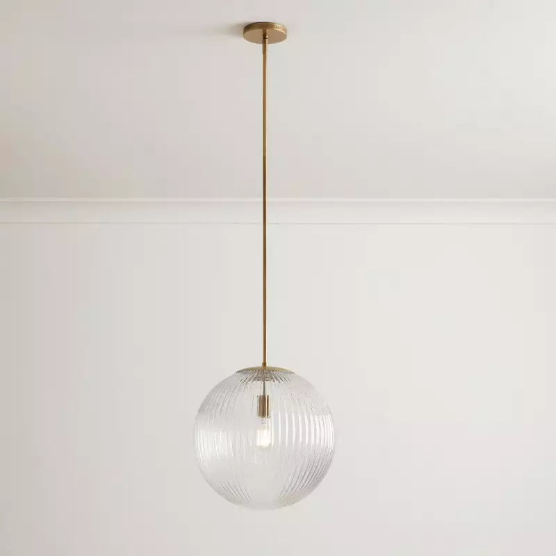 Farmhouse Cooper Ribbed Pendant Light - Antique Style Warm Faceted Radiance