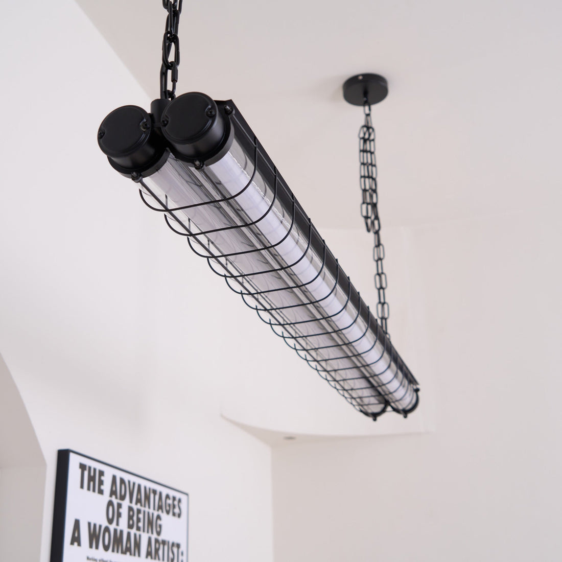 Handcrafted Glass Channel-Set Diffusers Linear Chandelier Sleek Design