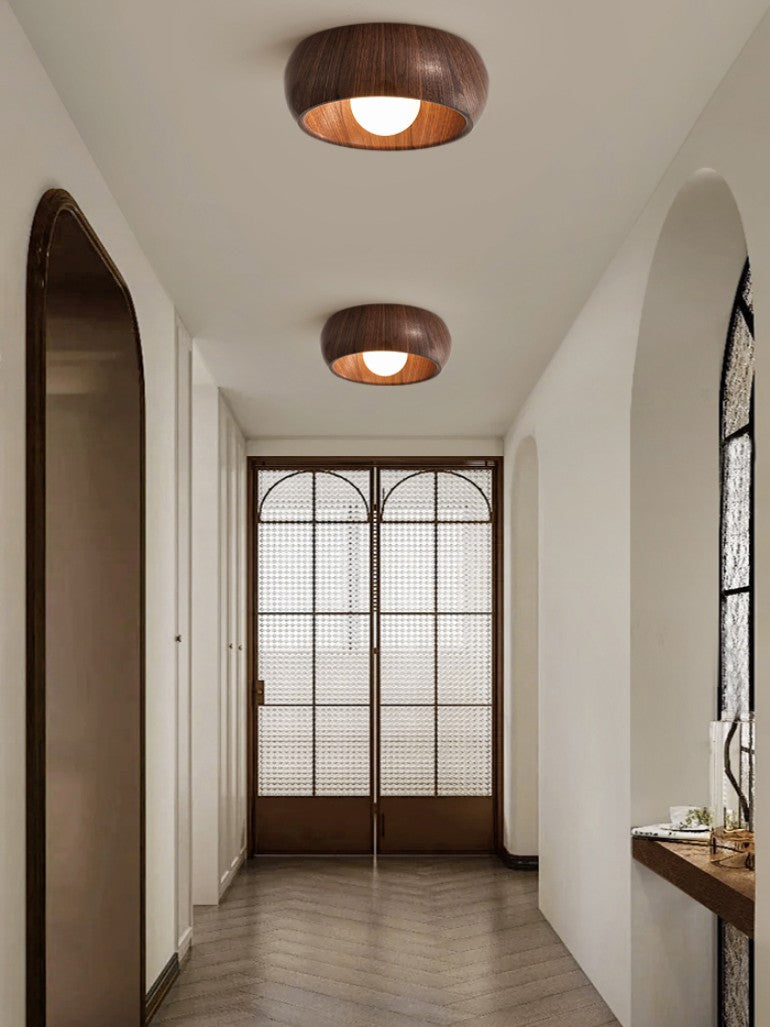 Modern Glass Metal Ceiling Light in Walnut for Indoor Lighting