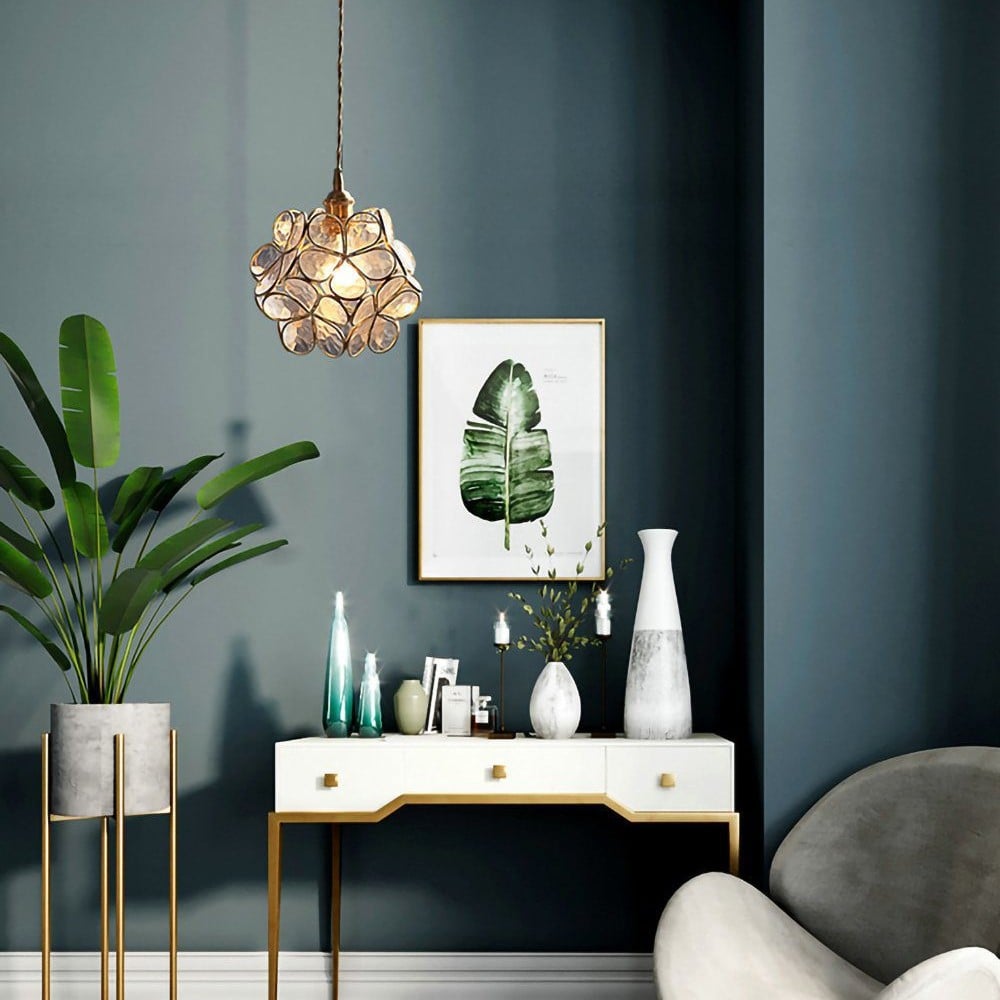 Retro Glass Flower Petal Pendant Lamp