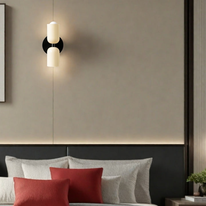 Applique murale à double tête de style morandique – Métal elliptique, multicolore
