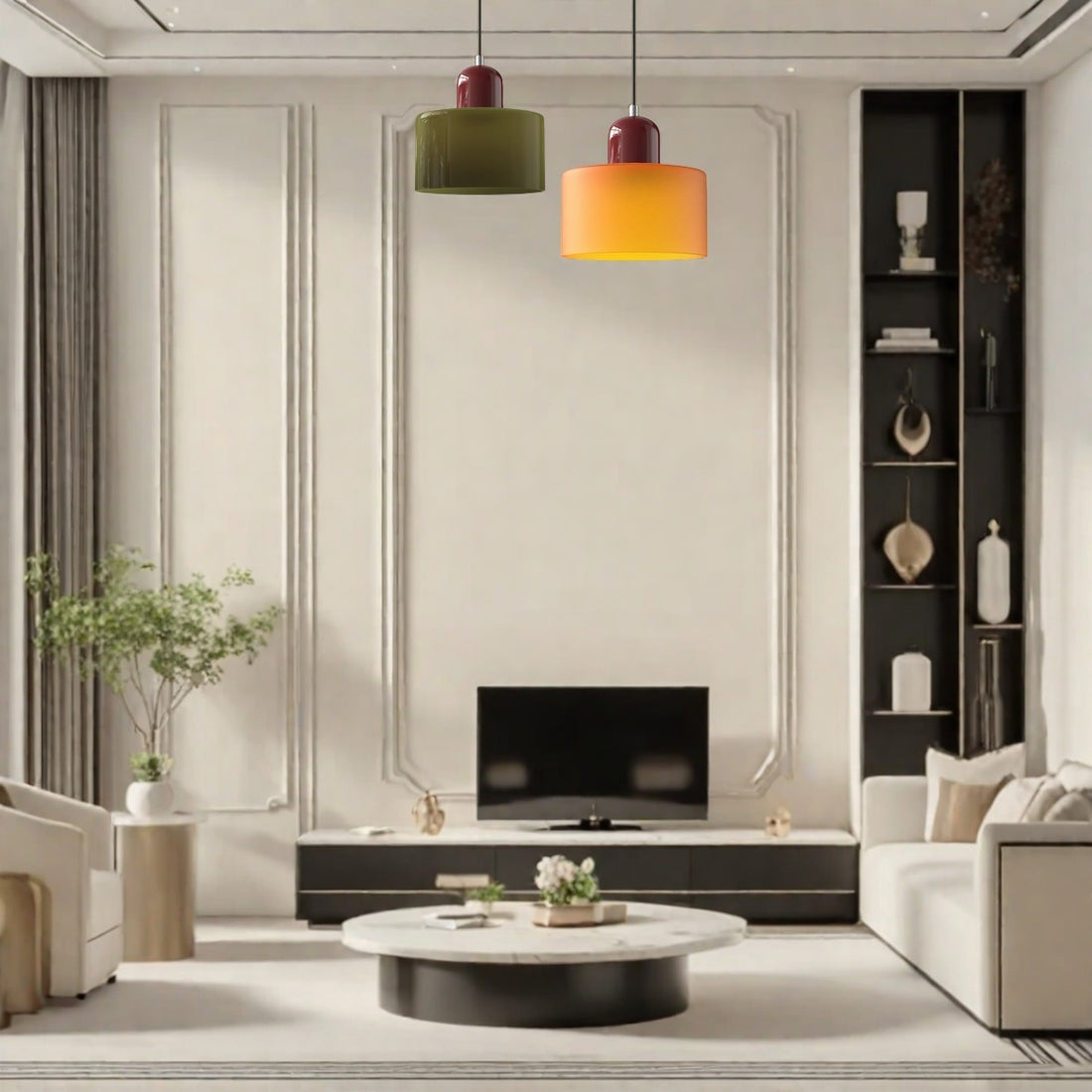 Morandi Cylinder Glass Pendant Light – Minimalist Disc Glass Lamp