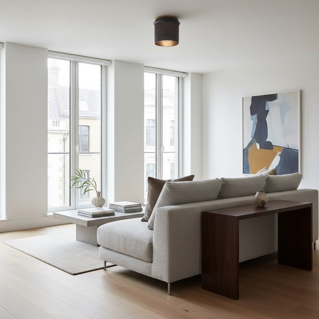 Vintage Industrial Ceiling Light - Black Metal Flush Mount