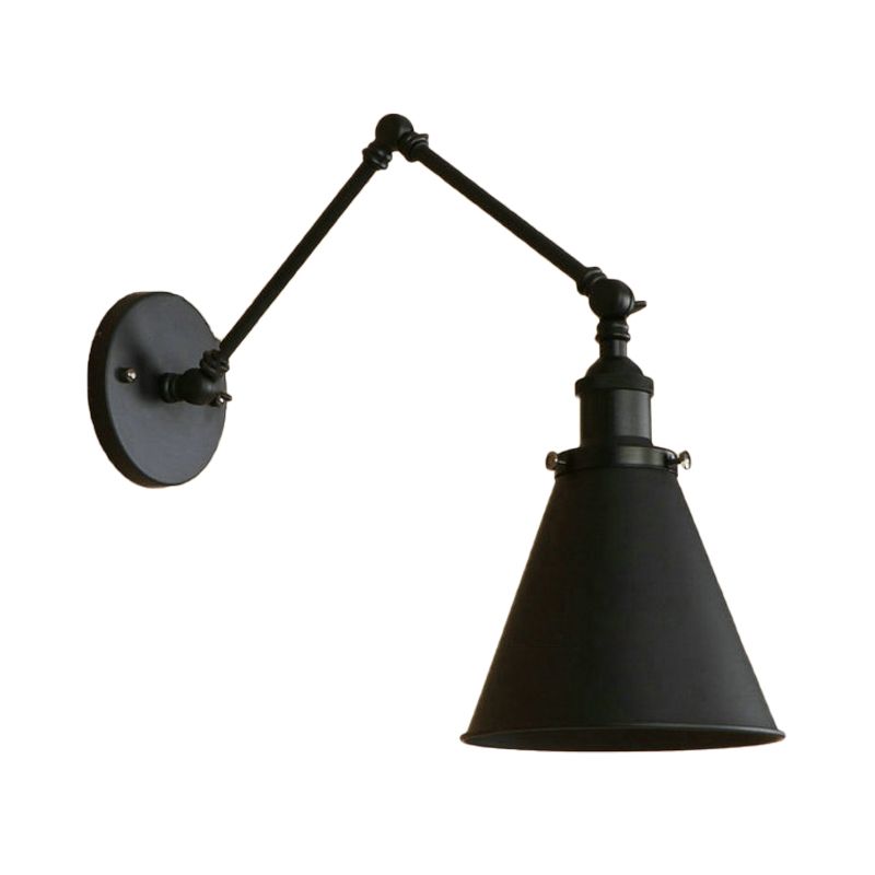 Adjustable Industrial Metal Wall Sconce with Long Articulated Arm