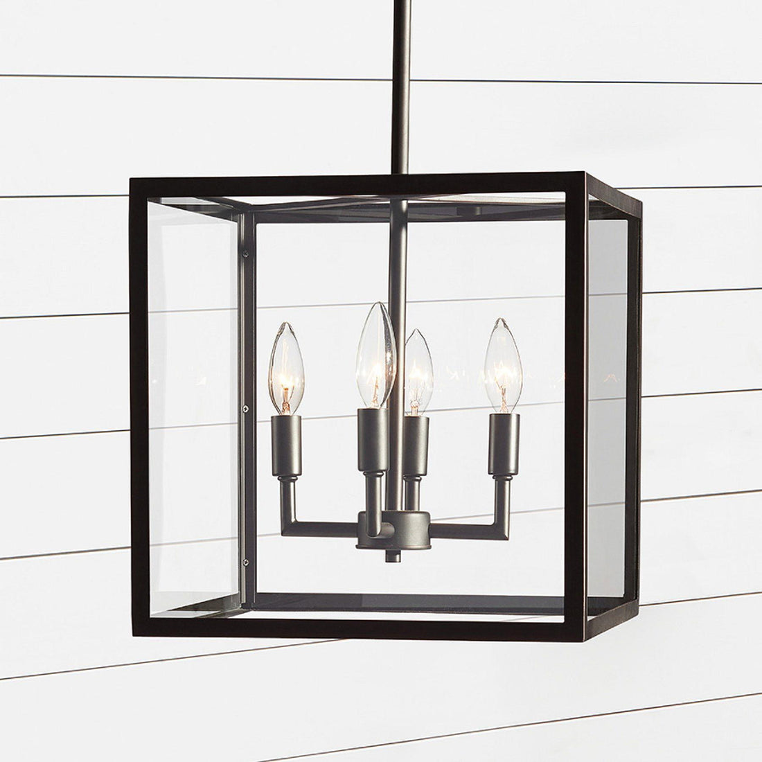 Lanterne d'extérieur moderne en fer Ferrix - Luminaire industriel en verre