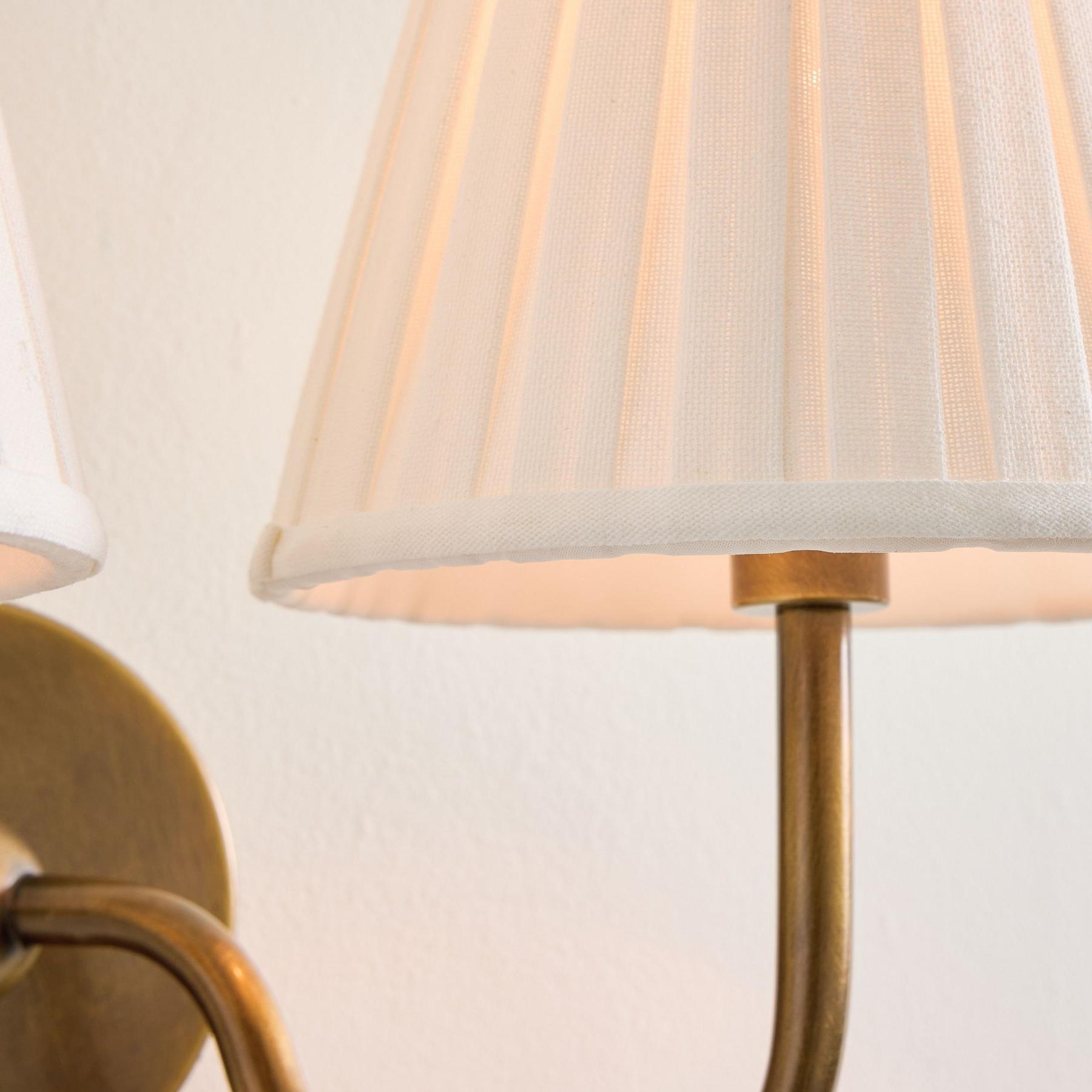 Luvora Pleated Linen Wall Lamp – Vintage Brass Wall Light for Living Rooms