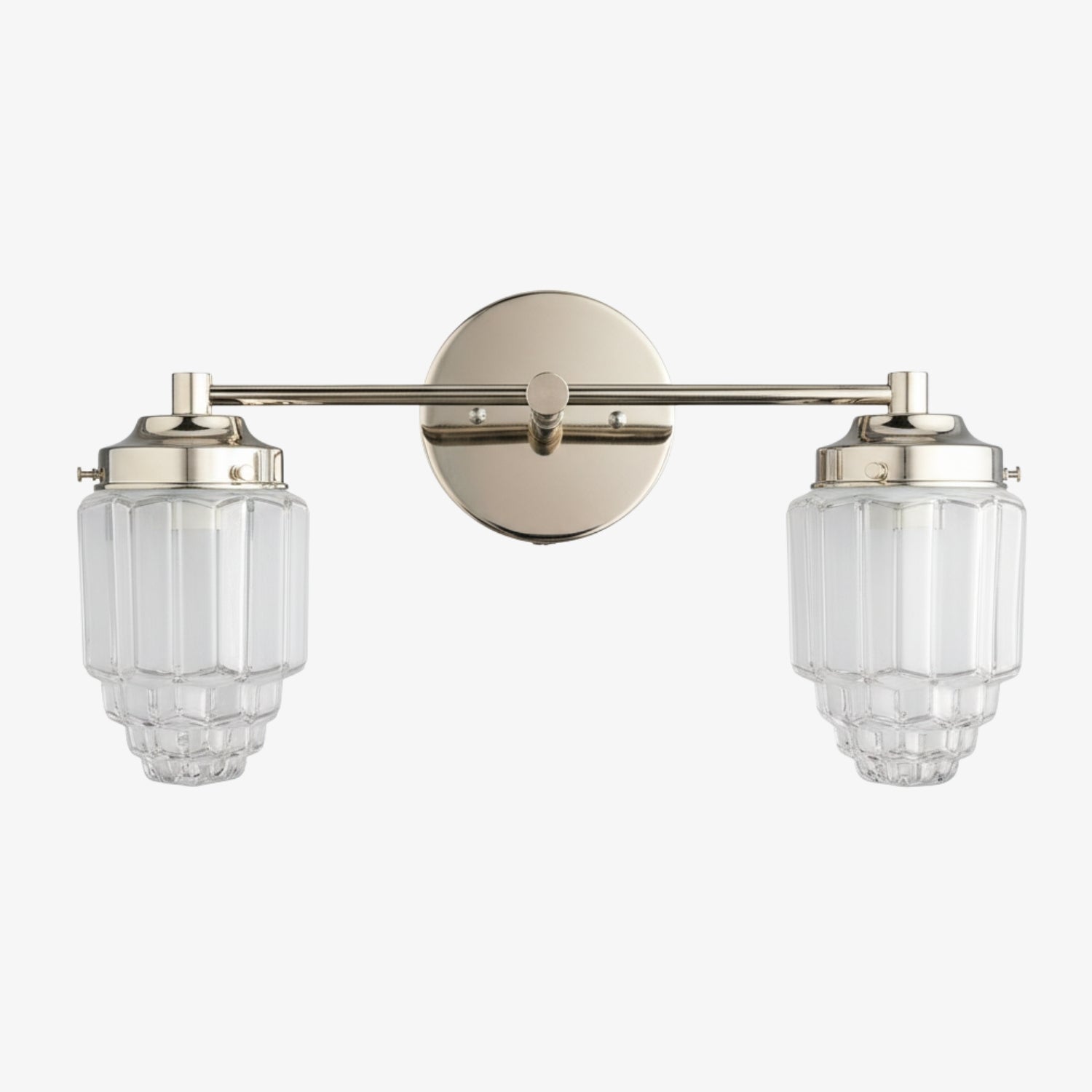 Tierlux Glass Vanity Light - Art Deco Bathroom Fixture with Skyscraper Shades