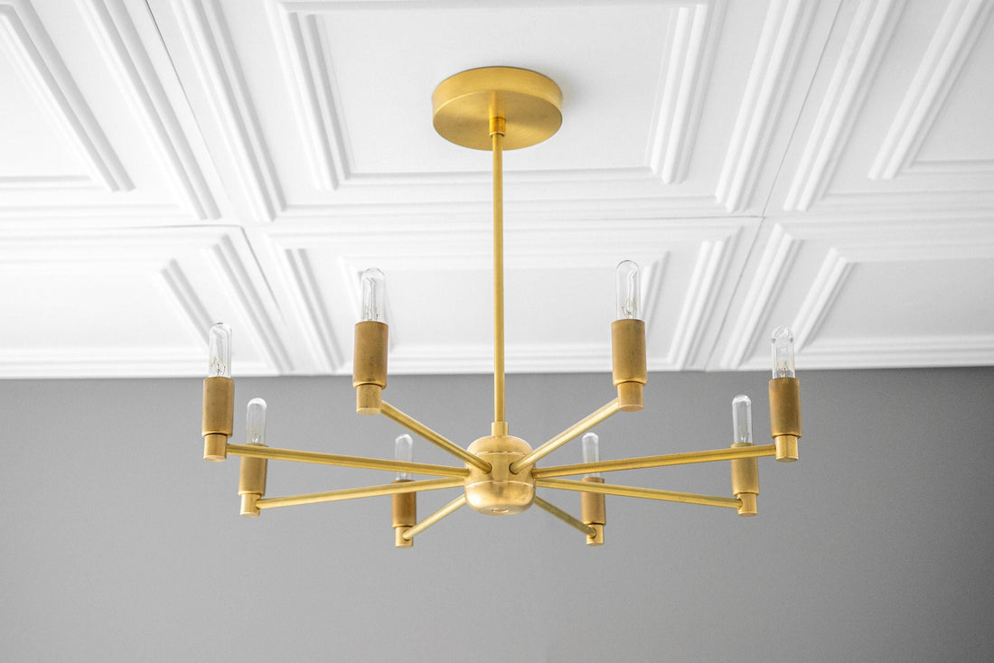 Mobilux Line Modern Chandelier - 8 Arm Mid Century Hanging Light