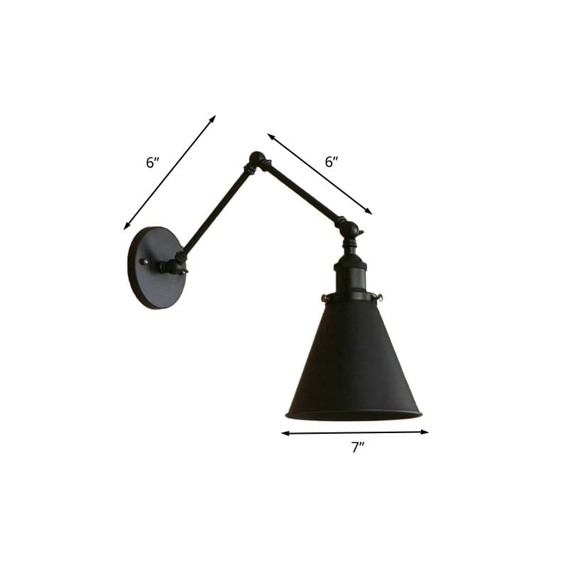 Adjustable Industrial Metal Wall Sconce with Long Articulated Arm