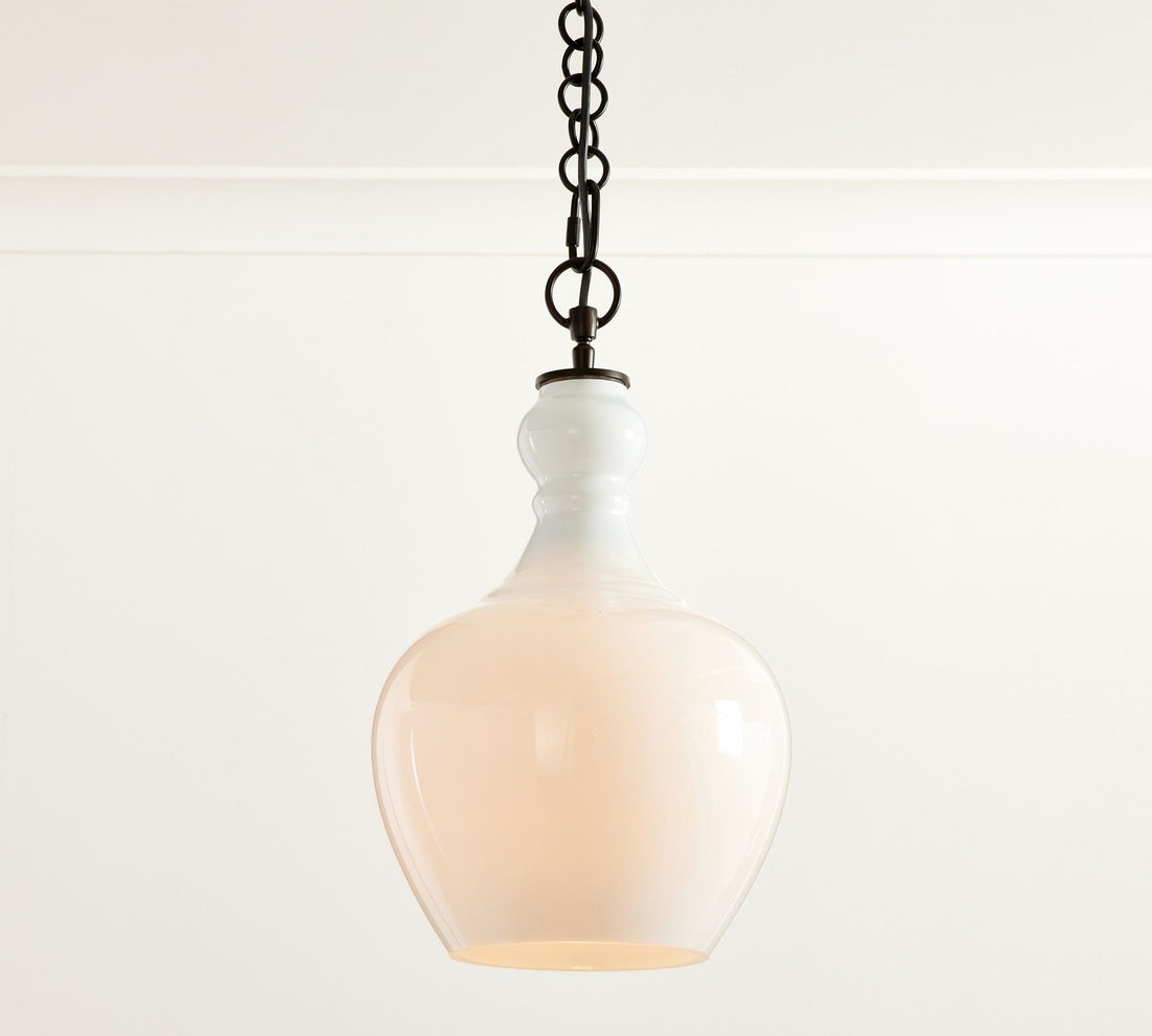 Suspension en verre Lawson – Verre recyclé et laiteux avec accents bronze