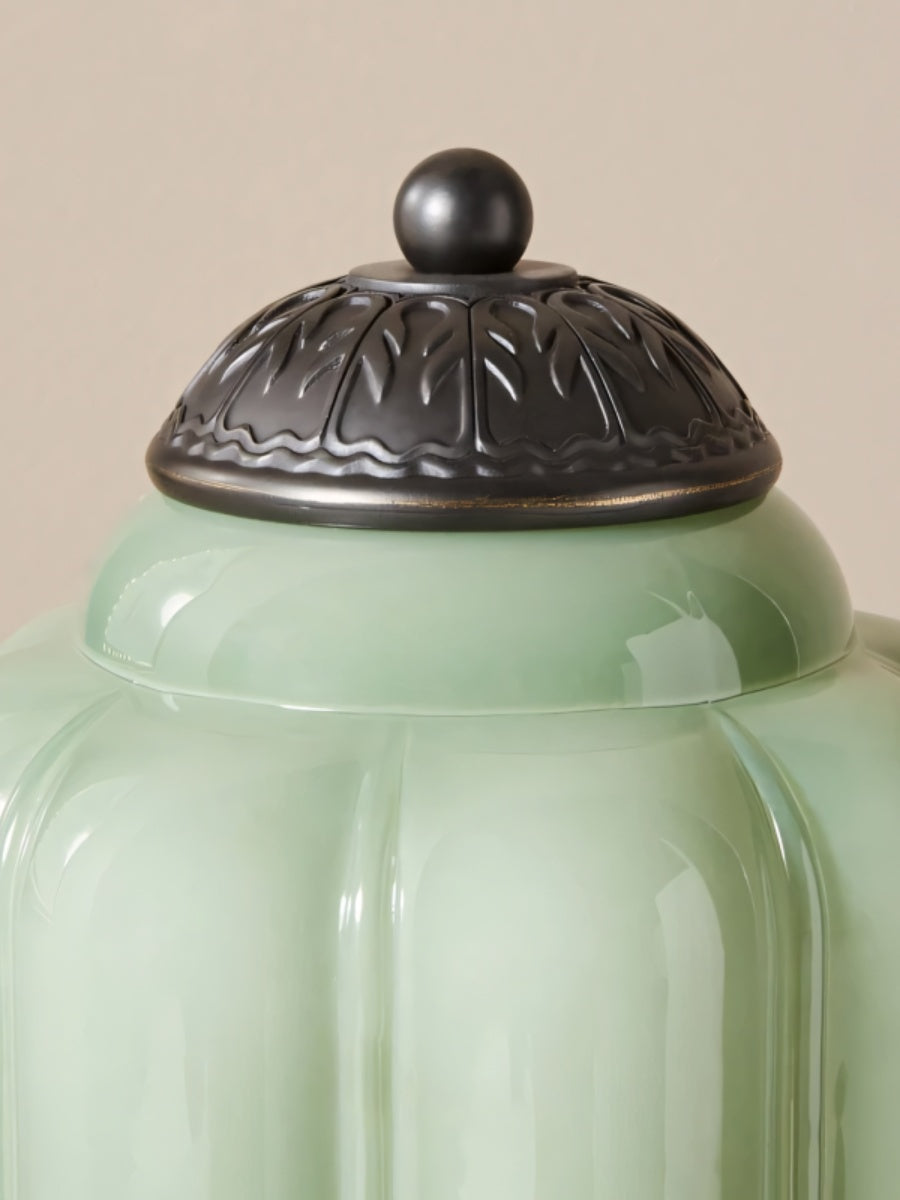 Vintage Green Glass LED Table Lamp