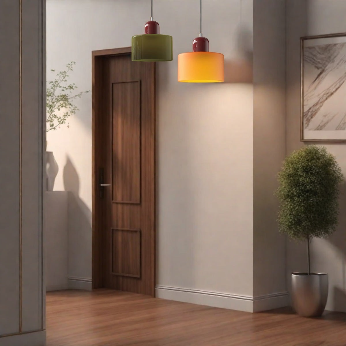 Morandi Cylinder Glass Pendant Light – Minimalist Disc Glass Lamp