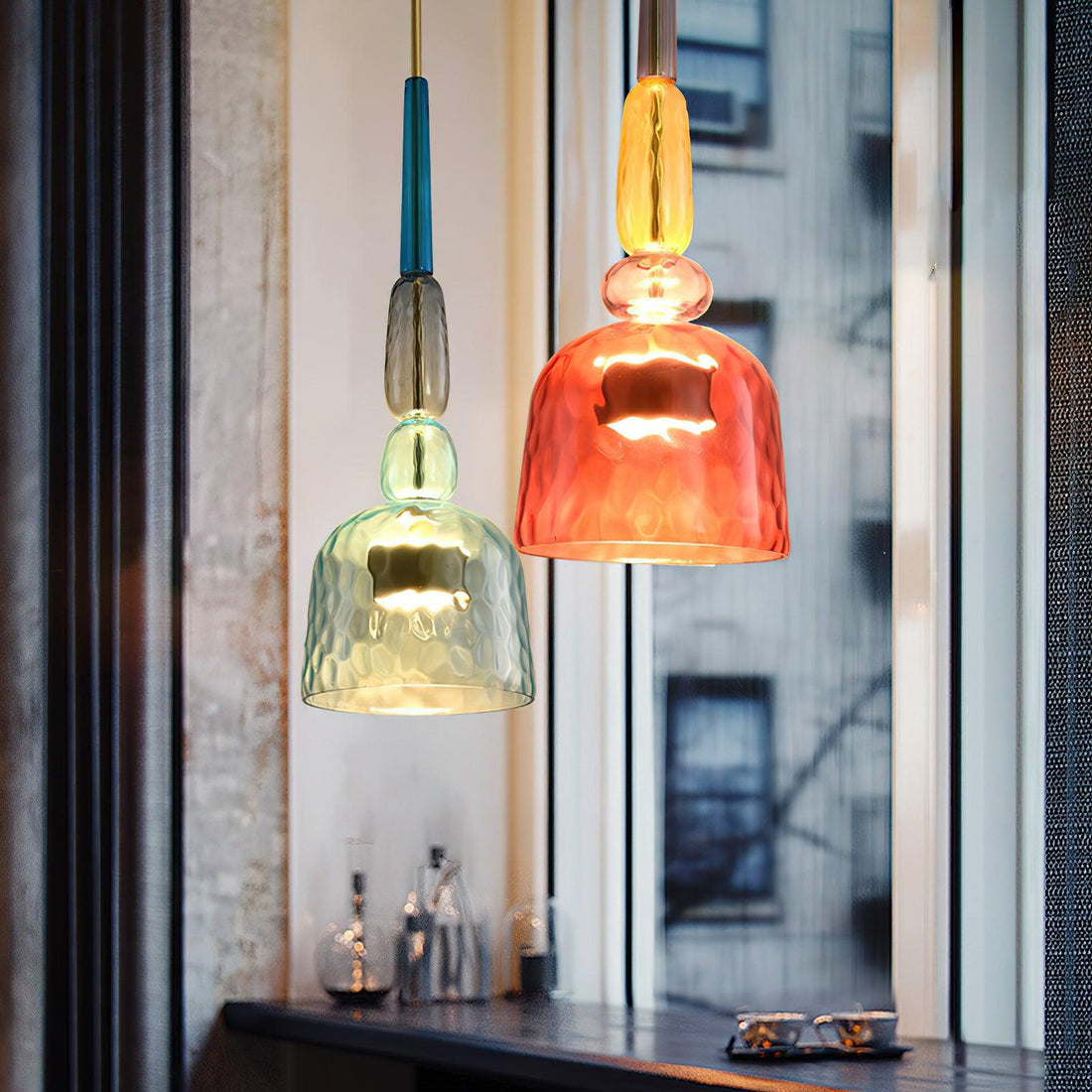 Iron Glass Chandelier Light - Colorful Candy Hand Blown Mixed Color