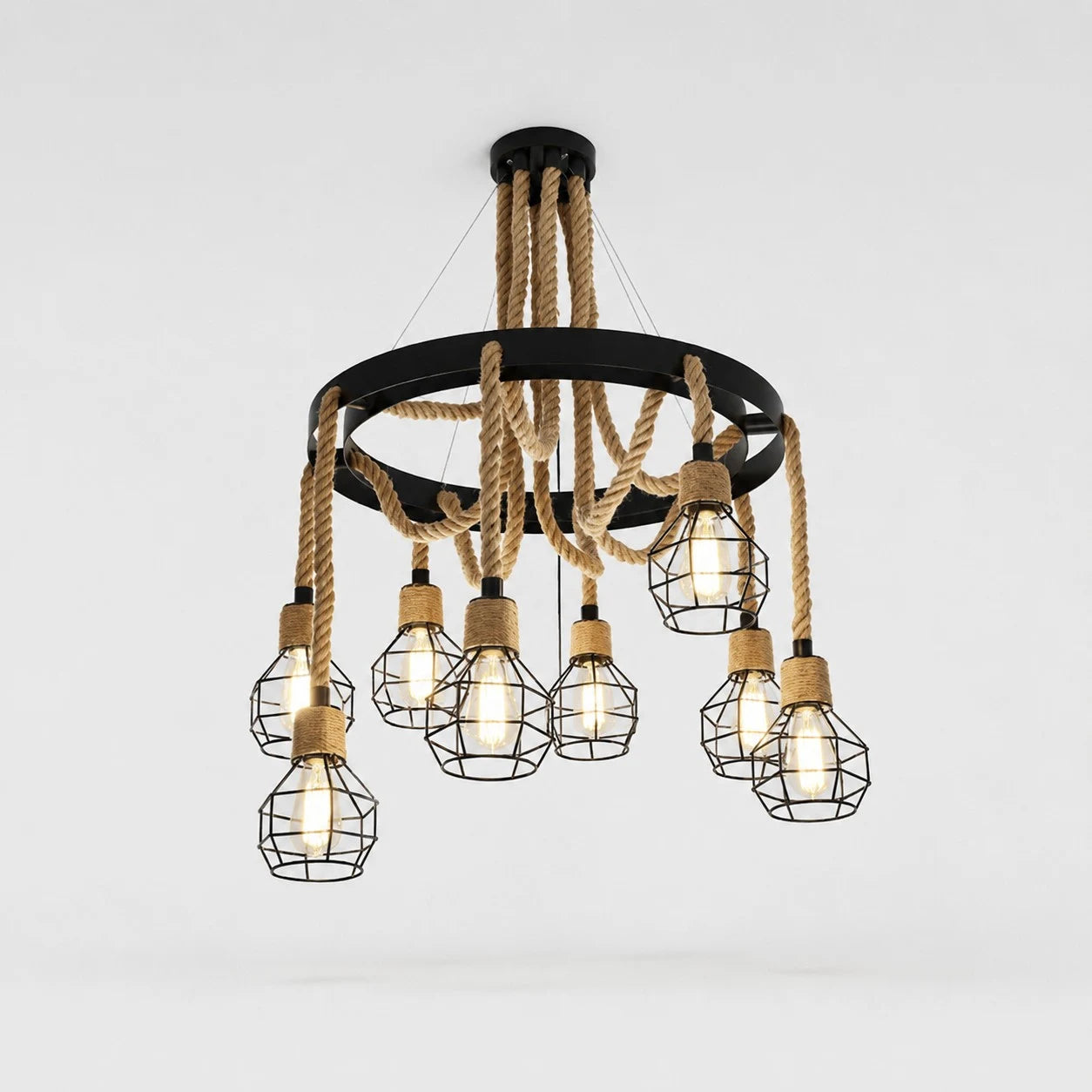Rustic farmhouse rope chandelier