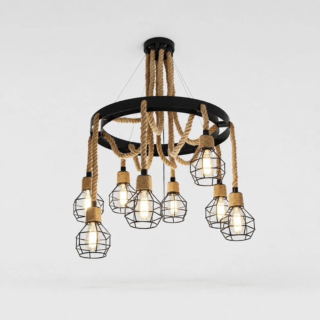 Rustic farmhouse rope chandelier