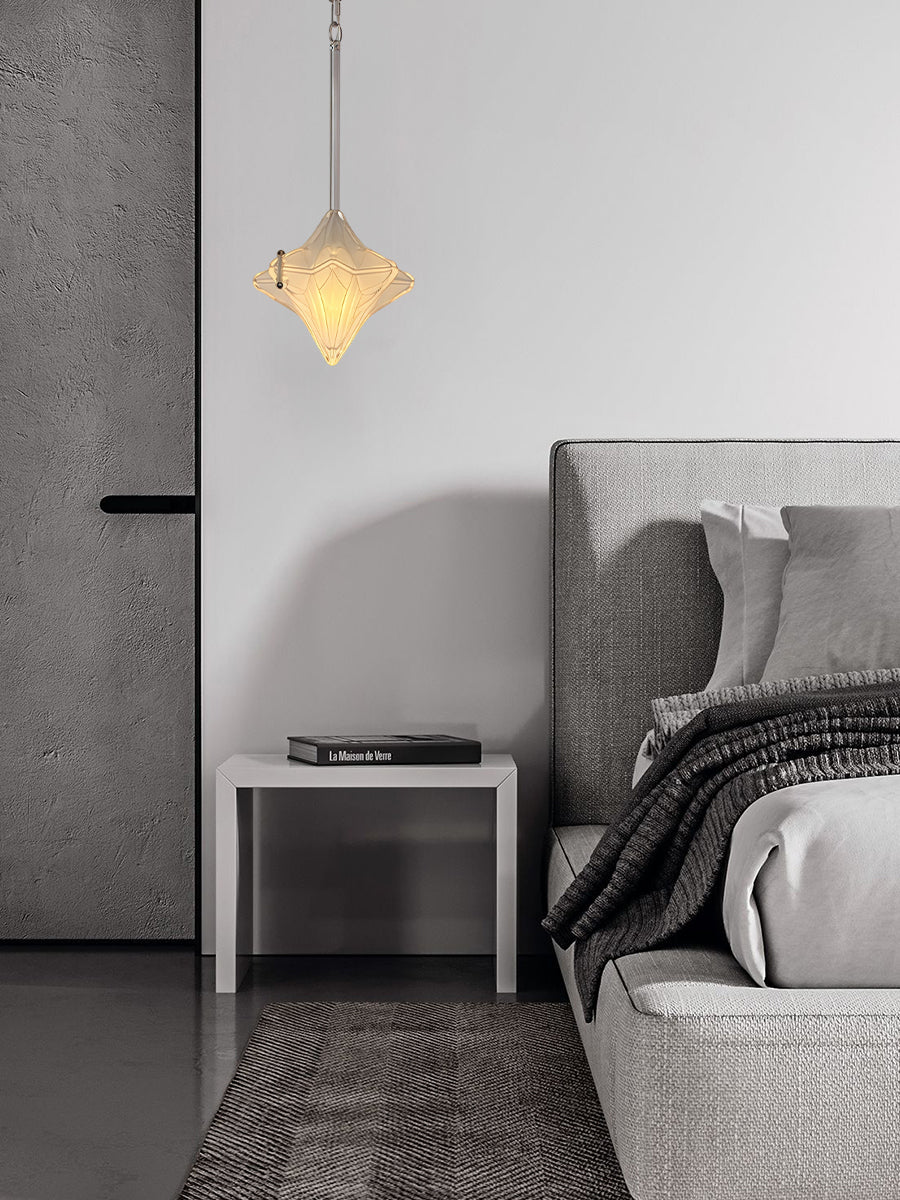 Art Deco Astris Elara Star Pendant Light-Frosted Glass Pendant with Geometric Style