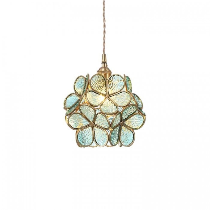 Retro Glass Flower Petal Pendant Lamp