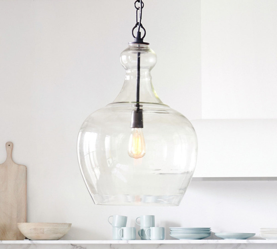 Suspension en verre Lawson – Verre recyclé et laiteux avec accents bronze