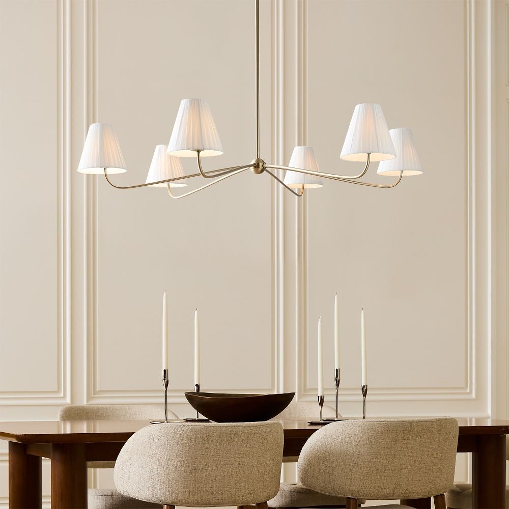 Fibura Modern Linen Chandelier - Metal Linear Light for Dining Room