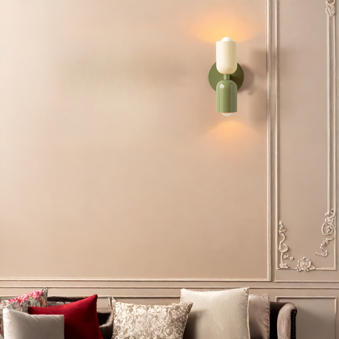 Applique murale à double tête de style morandique – Métal elliptique, multicolore