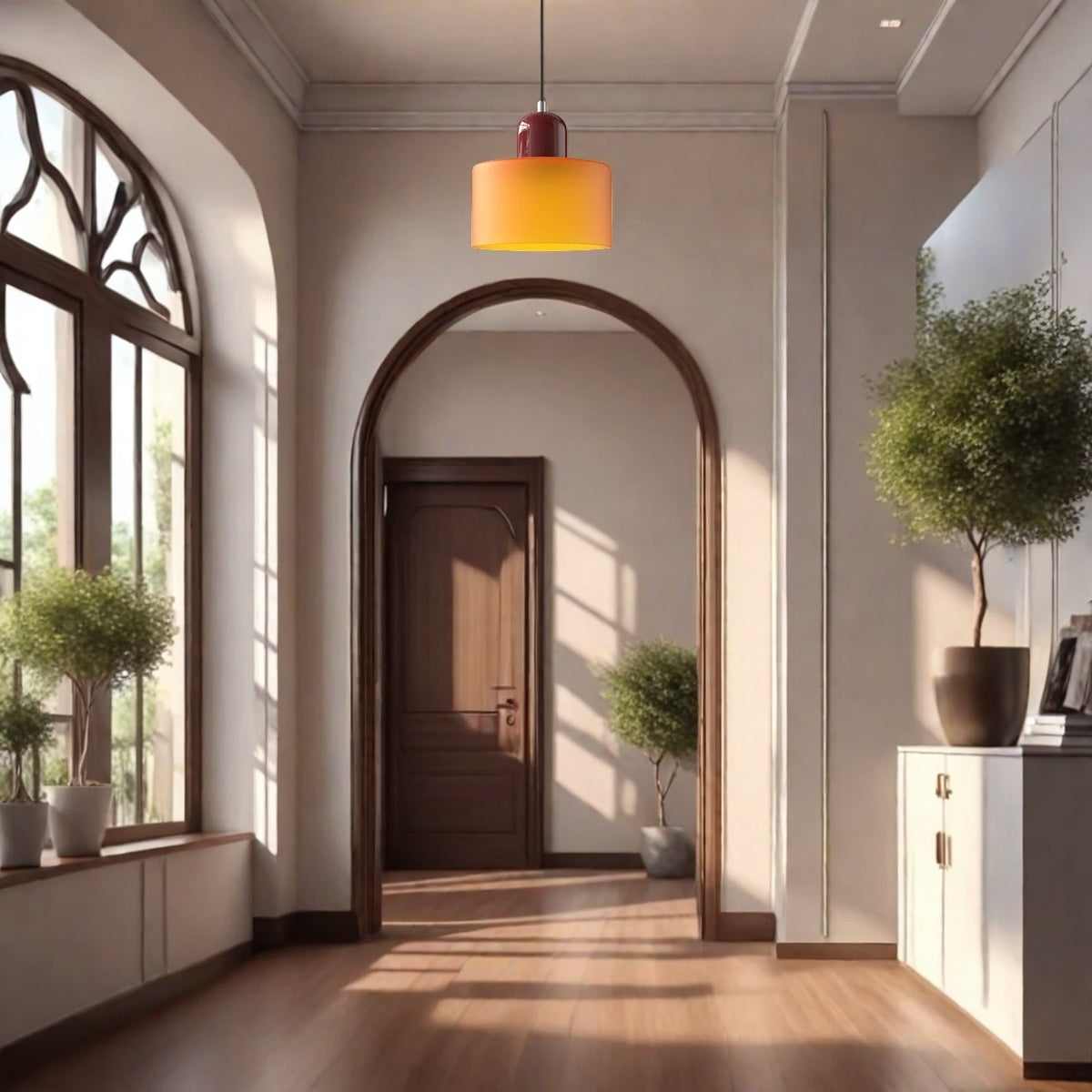 Morandi Cylinder Glass Pendant Light – Minimalist Disc Glass Lamp