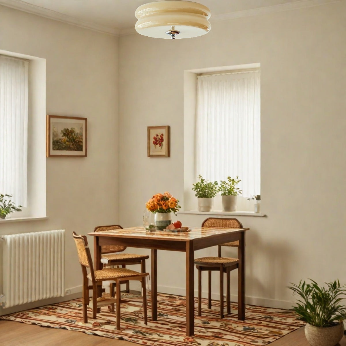 Double Layer Glass Disc Ceiling Light – Art Deco Flush Mount