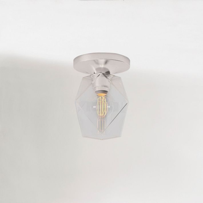 Talvior Sculptural Flush Mount Ceiling Light – Faceted Glass for Modern Interiors