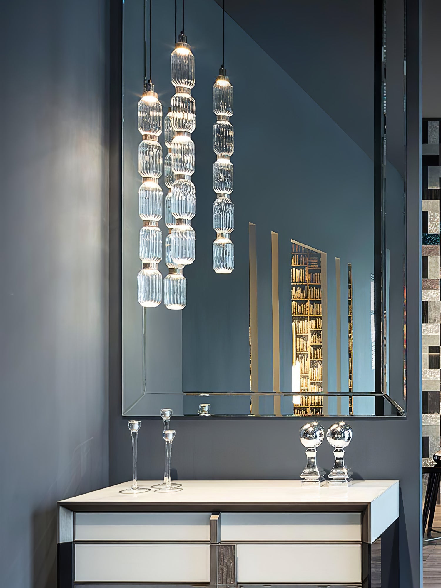 Sleek Hanging Light - Iron Metal Glass Gold Clear Hardwired Atmosphere