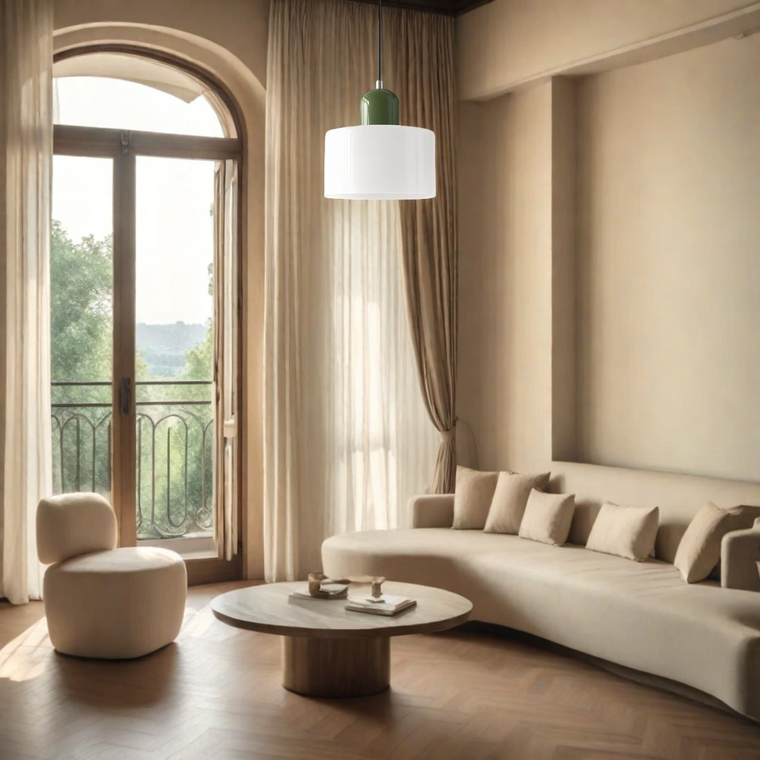 Morandi Cylinder Glass Pendant Light – Minimalist Disc Glass Lamp