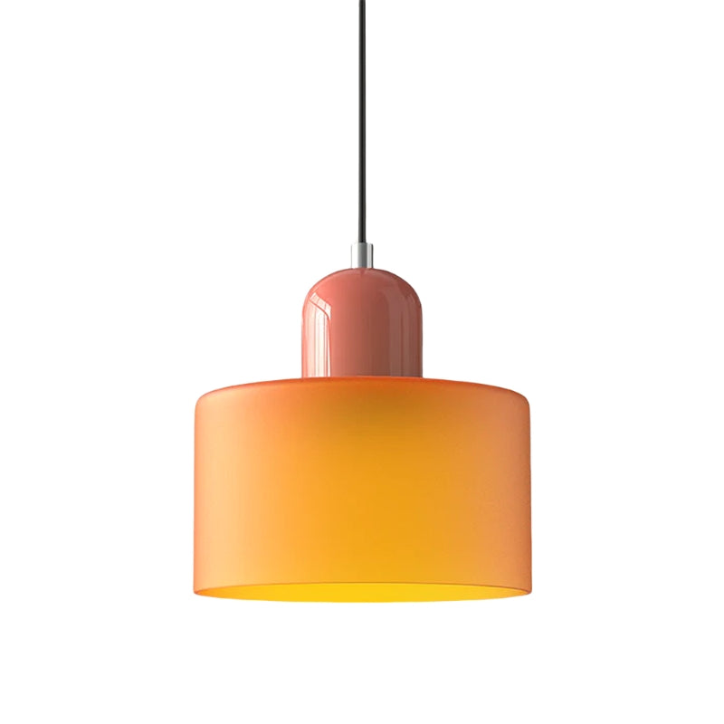 Morandi Cylinder Glass Pendant Light – Minimalist Disc Glass Lamp