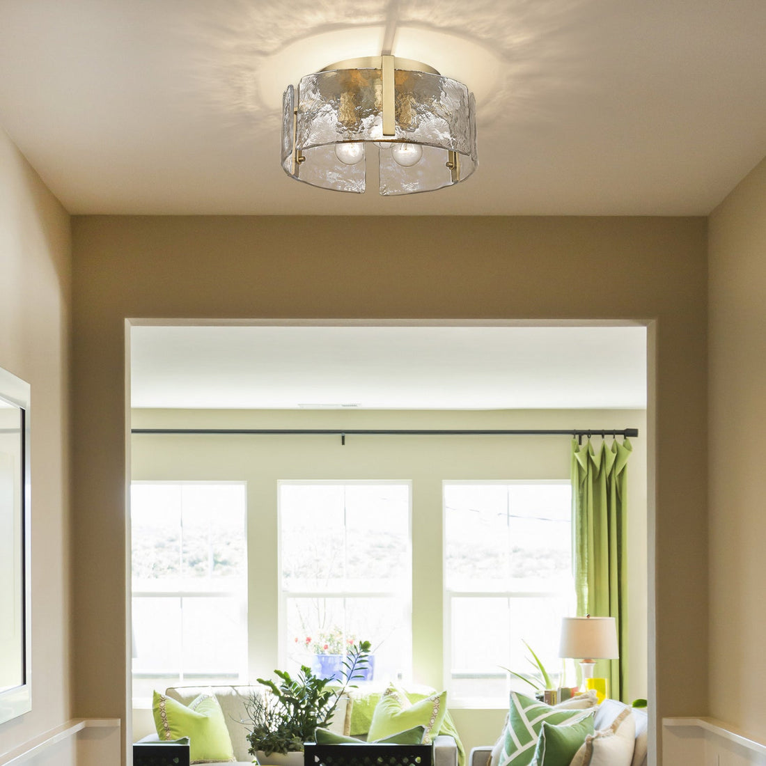 Plafonnier Verre Vintage de Ferme – Luminaire Couloir Plafond Laiton