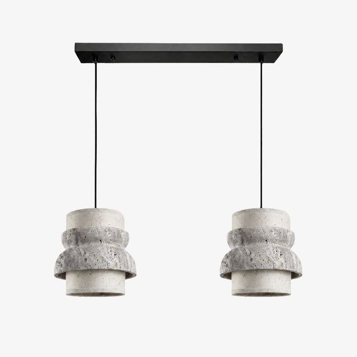Style A gray travertine stone pendant light with two heads