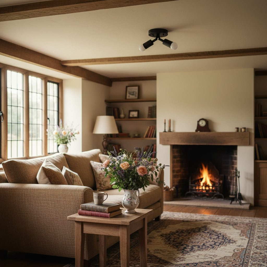 Mobilux Line Modern Brass Flush Mount - Minimalist Gold Ceiling Light for Bedroom