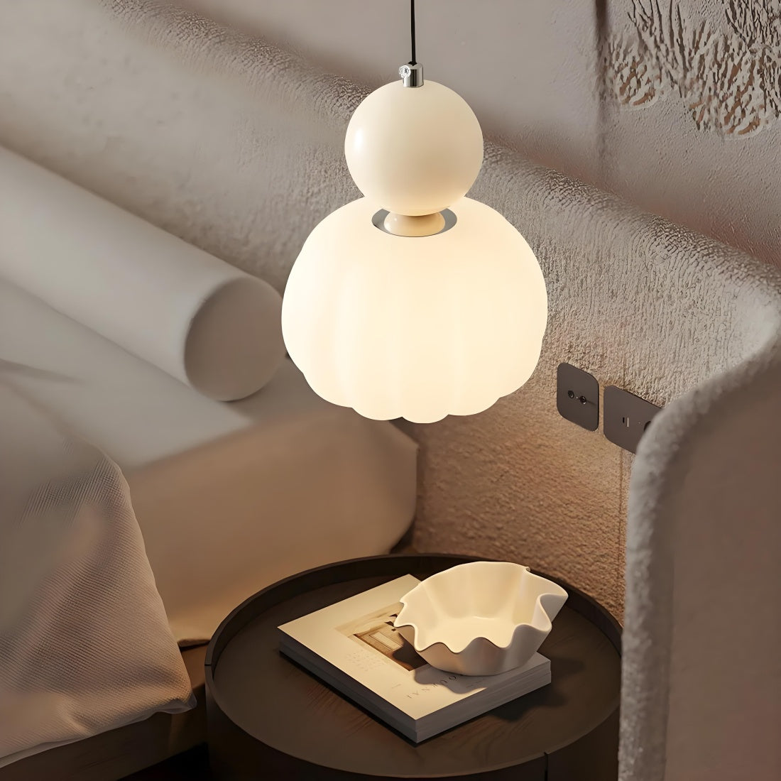 Suspension en forme de bonbon – Suspension Art déco moderne couleur crème