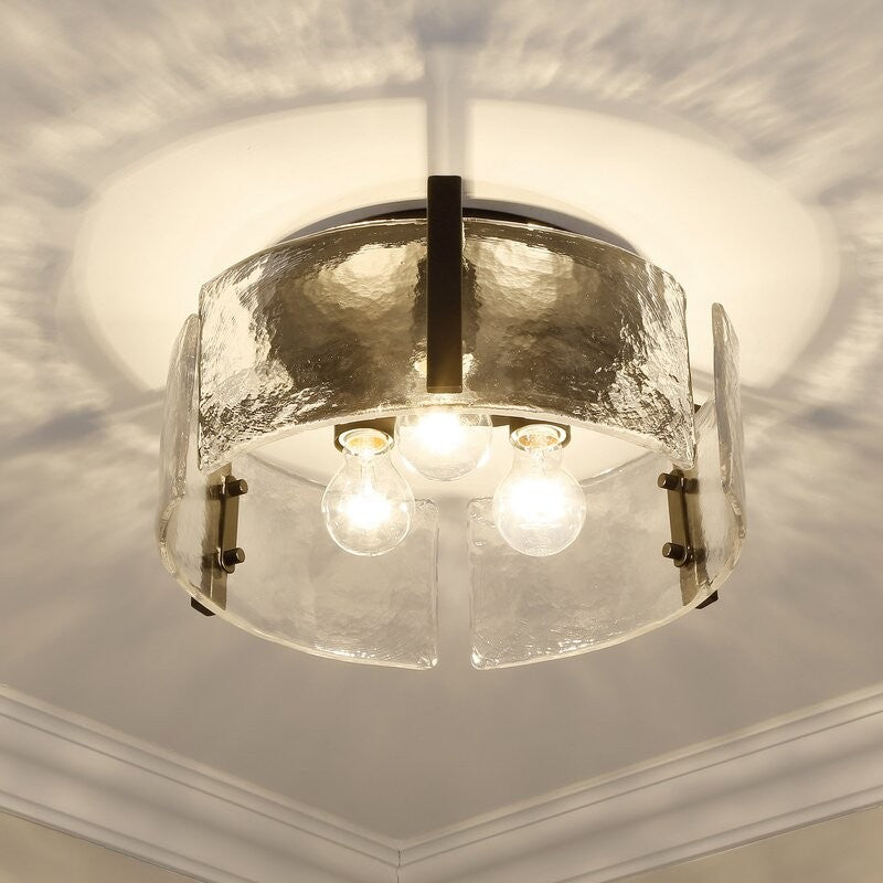 Plafonnier Verre Vintage de Ferme – Luminaire Couloir Plafond Laiton