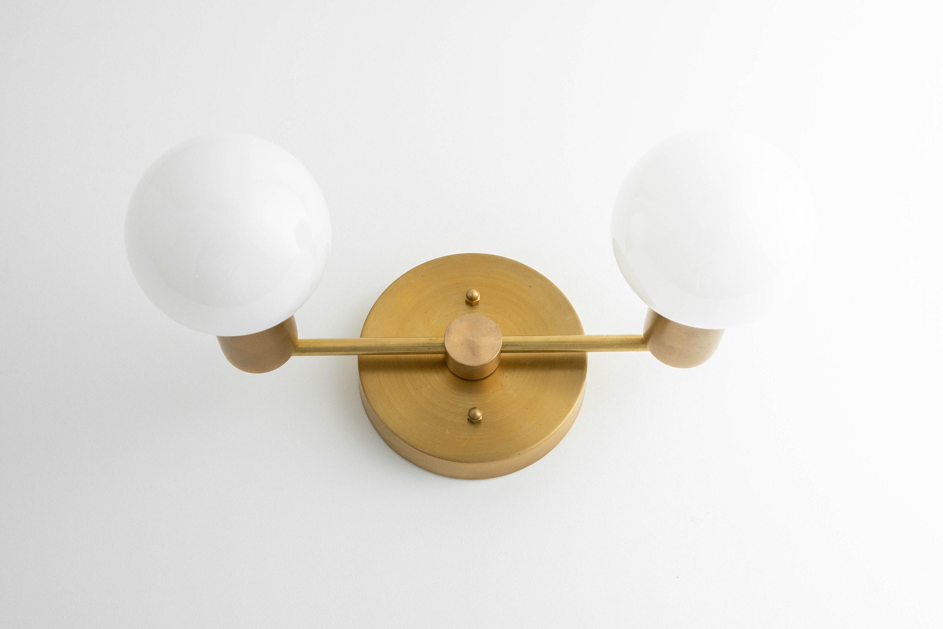 Glorica Glass Vanity Light - Modern Brass Wall Sconce for Bathroom Style