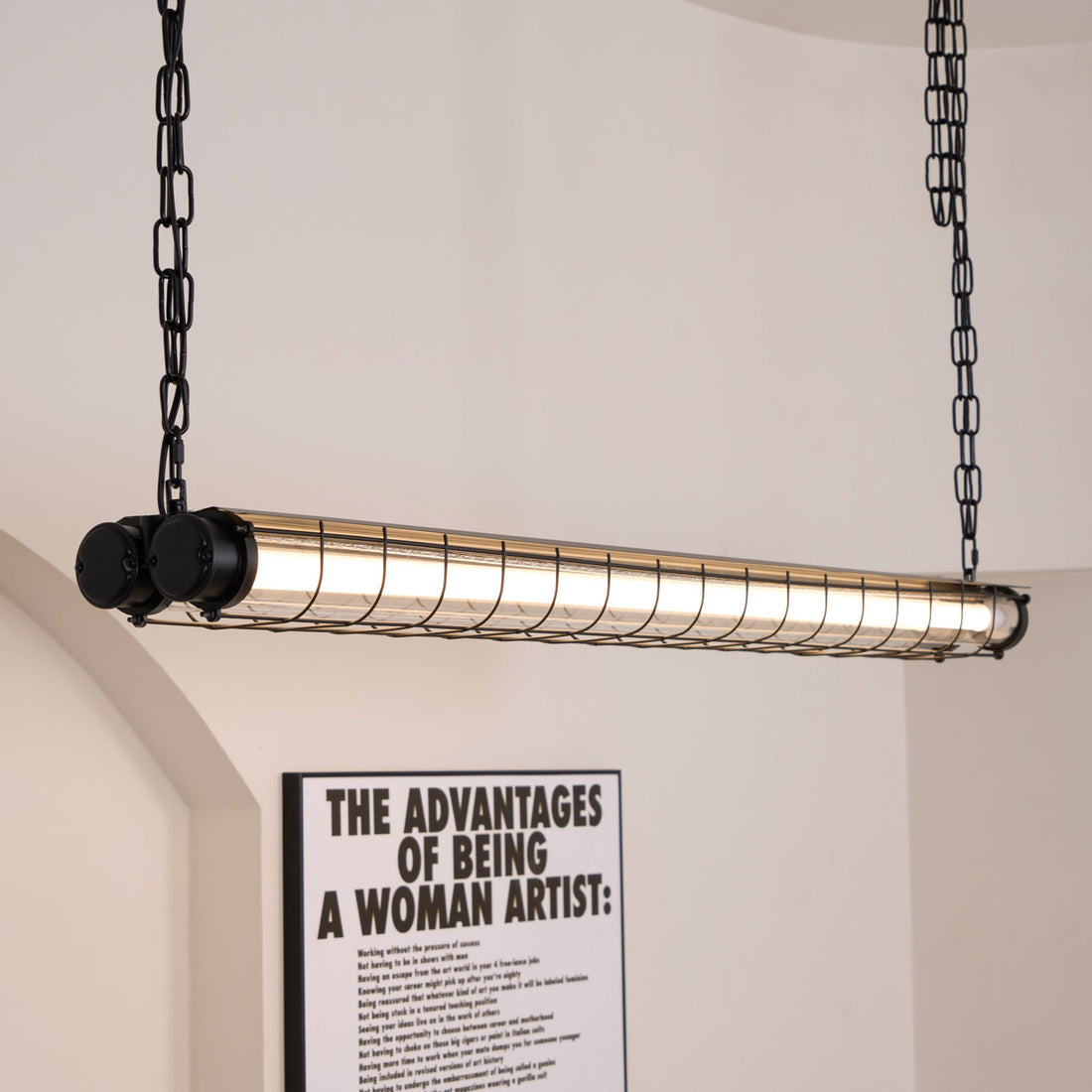 Handcrafted Glass Channel-Set Diffusers Linear Chandelier Sleek Design