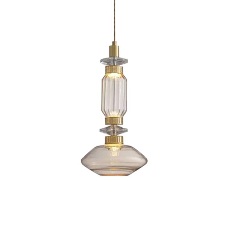 Sleek Hanging Light - Iron Metal Glass Gold Clear Hardwired Atmosphere