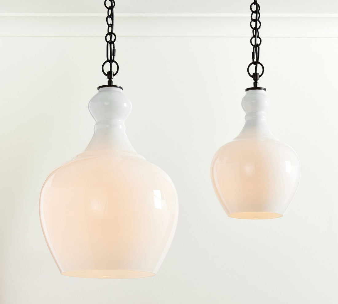 Suspension en verre Lawson – Verre recyclé et laiteux avec accents bronze