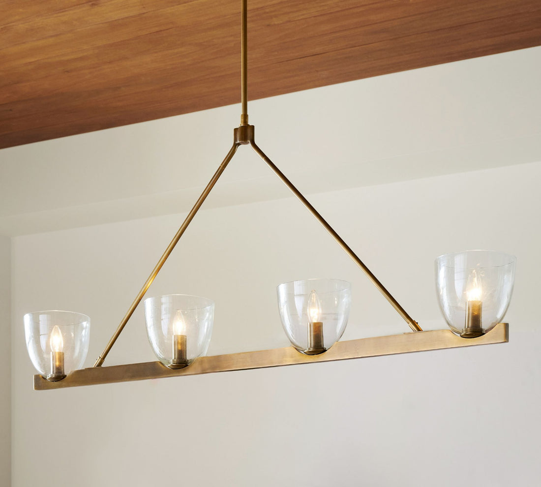 Lustre Auria en verre soufflé à la main et métal - Design contemporain en laiton