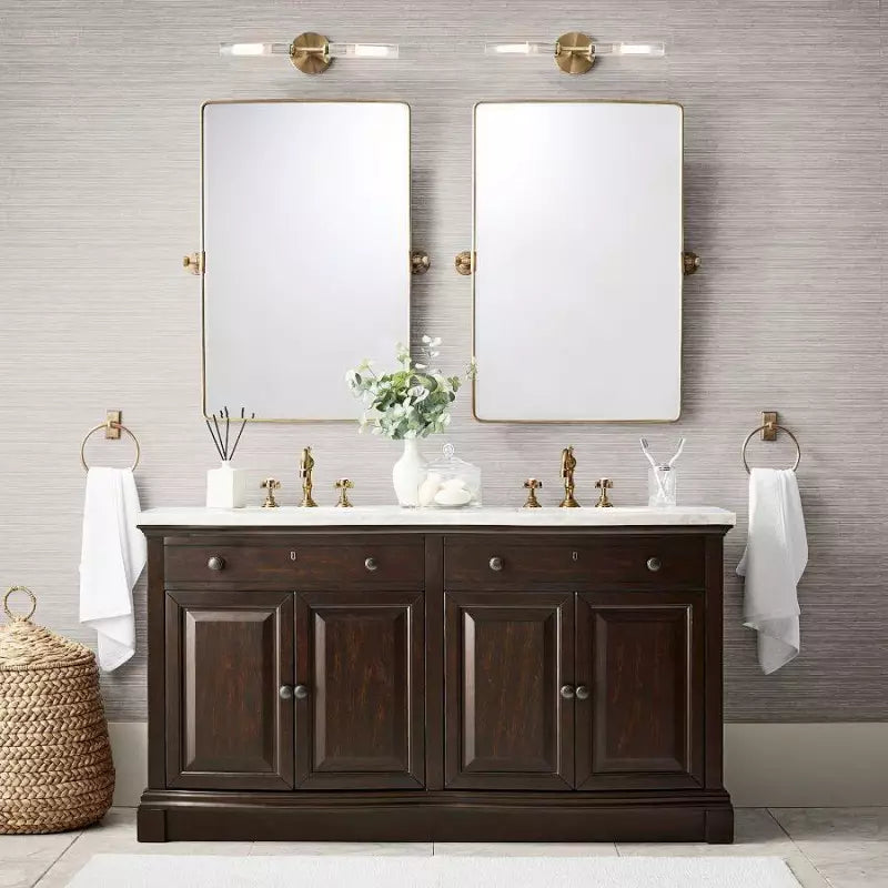 Alice Rustic Transparent Cooper Ribbed Glass Double Tube Sconce