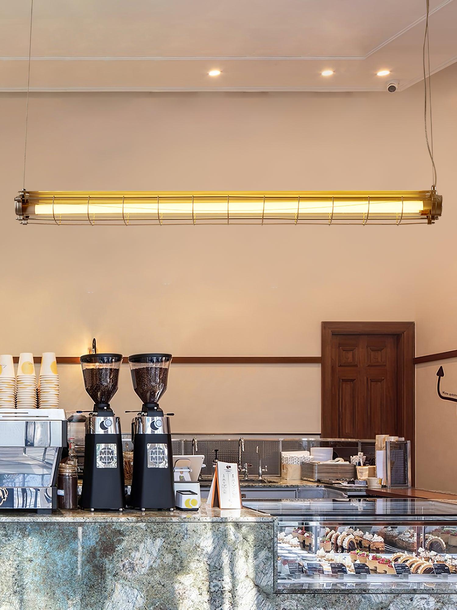 Glass Linearity Chandelier Artisan Clear Cast Iron Metal Sleek Sparkling