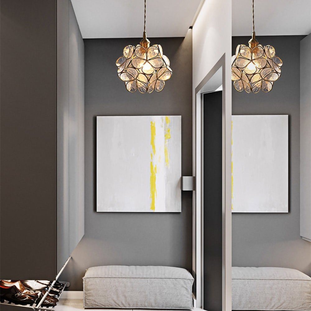 Retro Glass Flower Petal Pendant Lamp