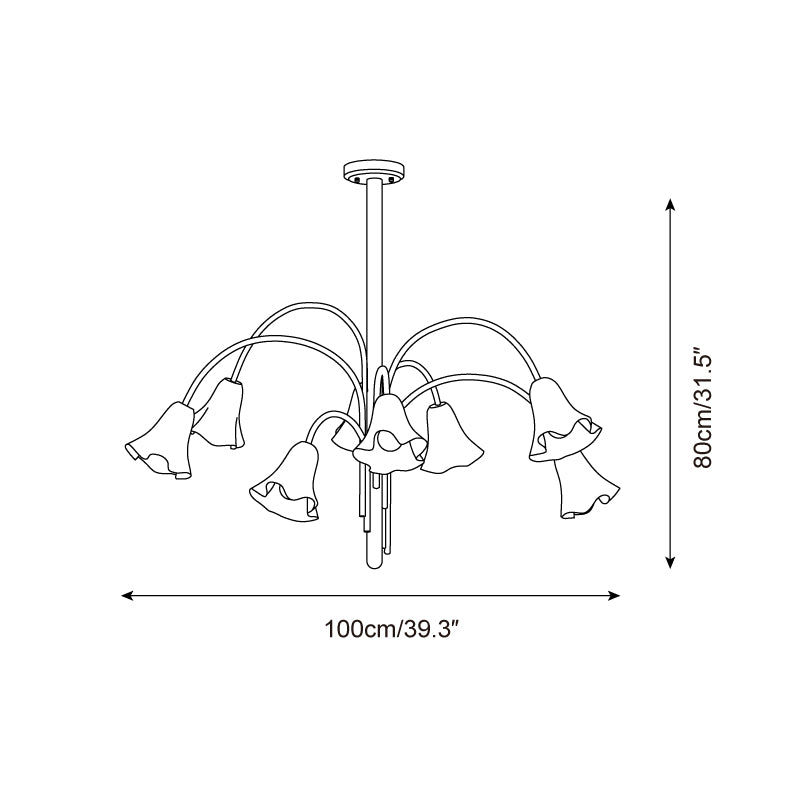 Bellina Modern Romantic Chandelier - Botanical Lily Design with Glass Flowers