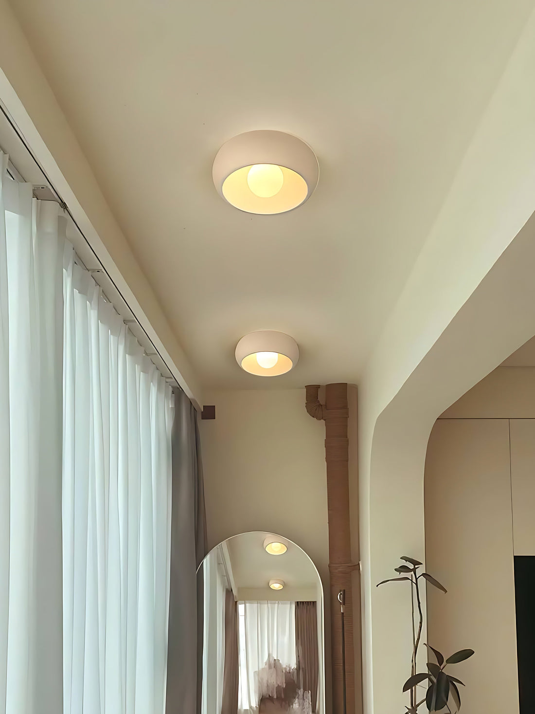 Plafonnier moderne en métal et verre, couleur noyer, pour l'éclairage intérieur
