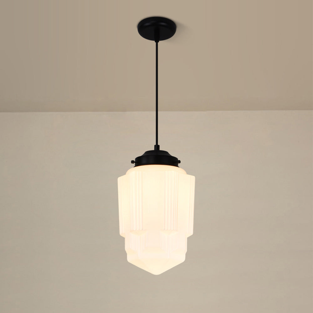 White Milk Glass Pendant Light - Vintage Elegance