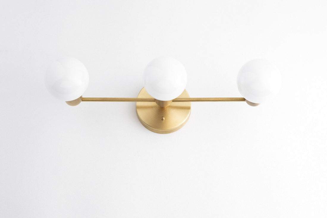 Glorica Glass Mid Century Modern Vanity Light - 3 Light Wall Fixture