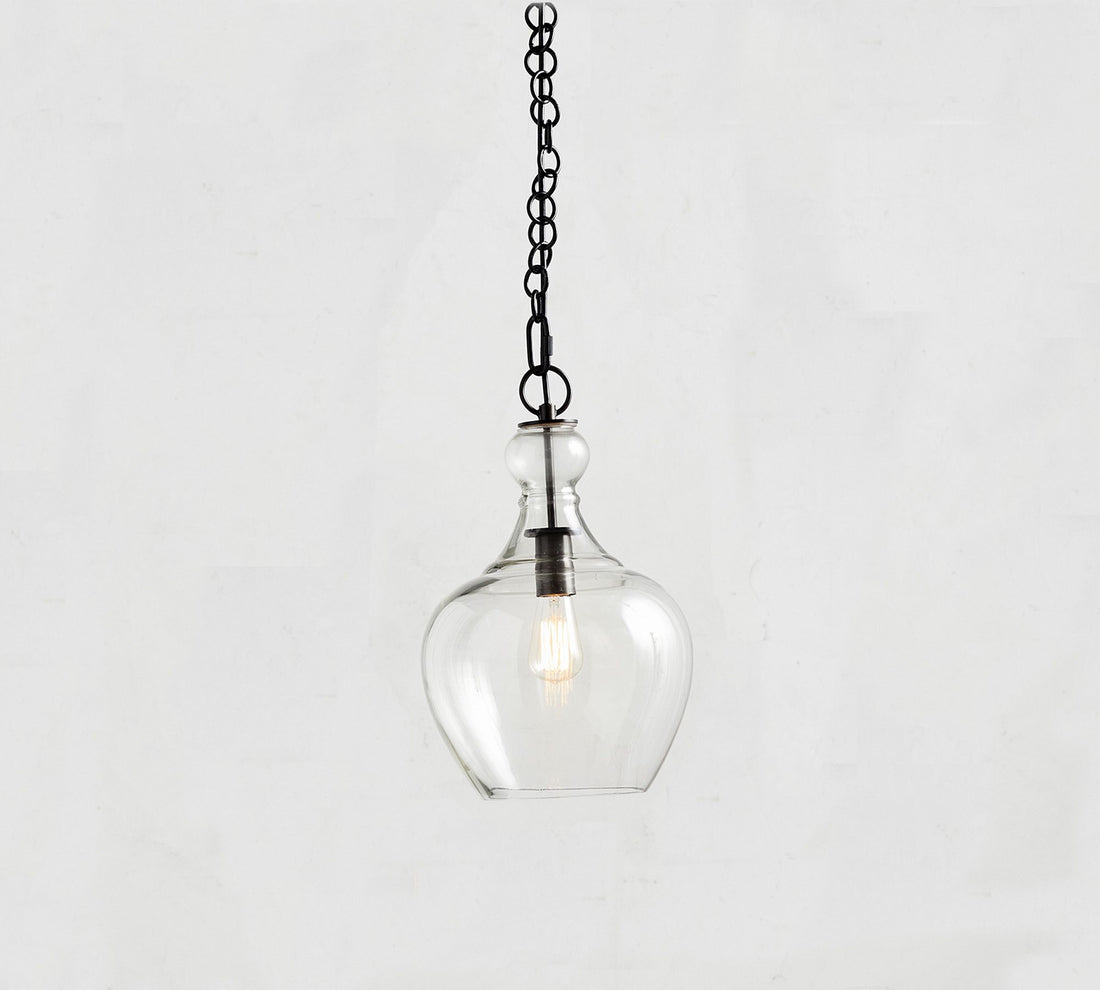 Suspension en verre Lawson – Verre recyclé et laiteux avec accents bronze